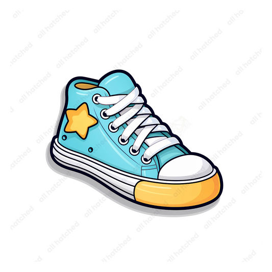 Blue and Yellow High-Top Shoe