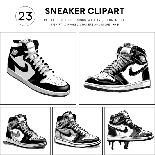 23 Black and White High-Top 1s, Dunks Sneakers