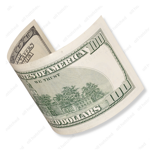 Back of One Hundred Dollar Bill Floating
