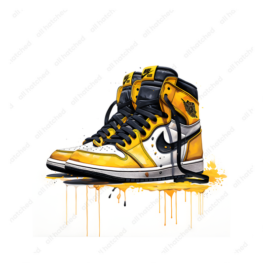 Yellow Black White High-Top Dunk Sneaker l All Hatched