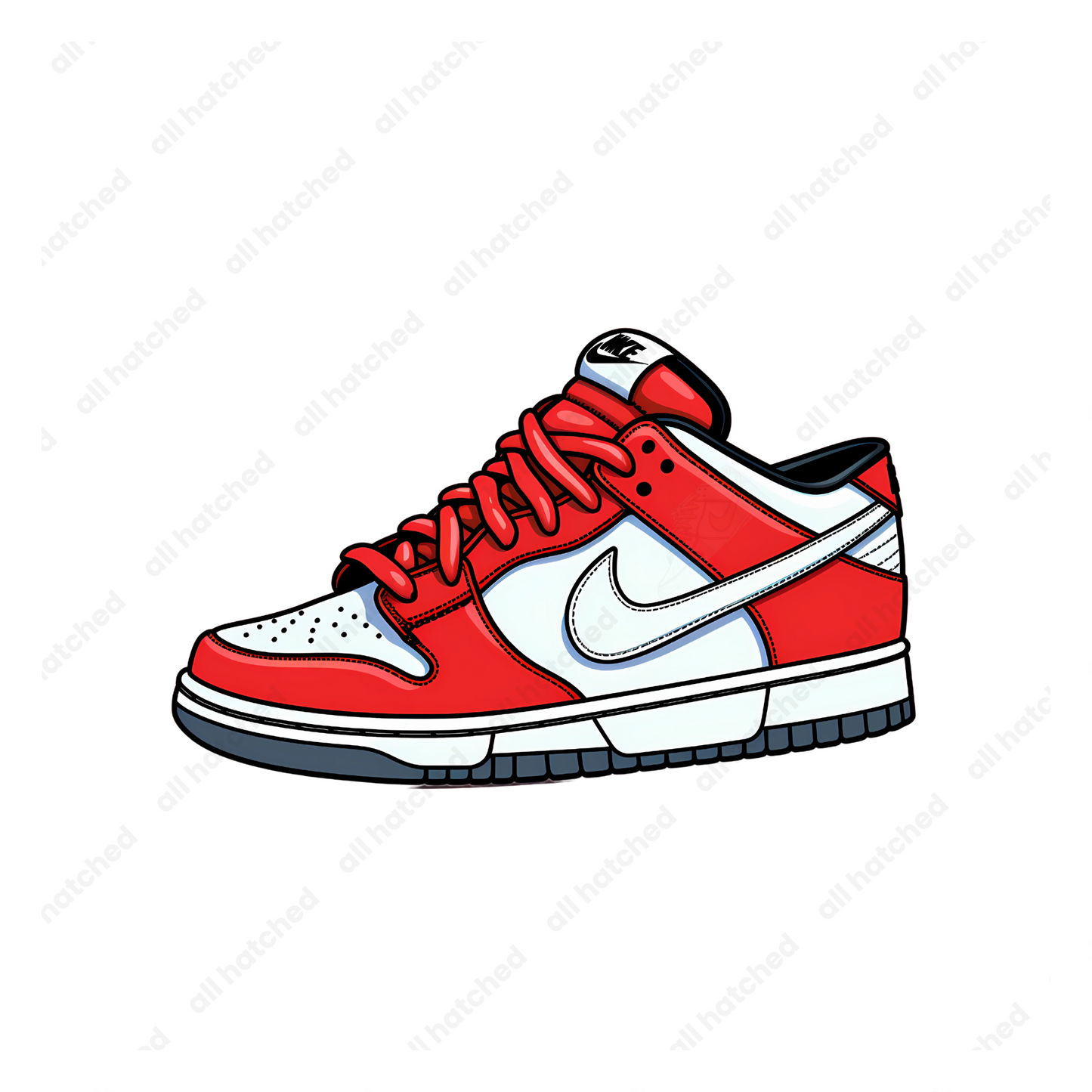 Red and White Low-Top Dunk Sneaker