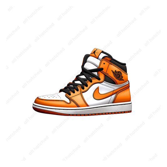 Orange and White High Top Dunk Sneaker