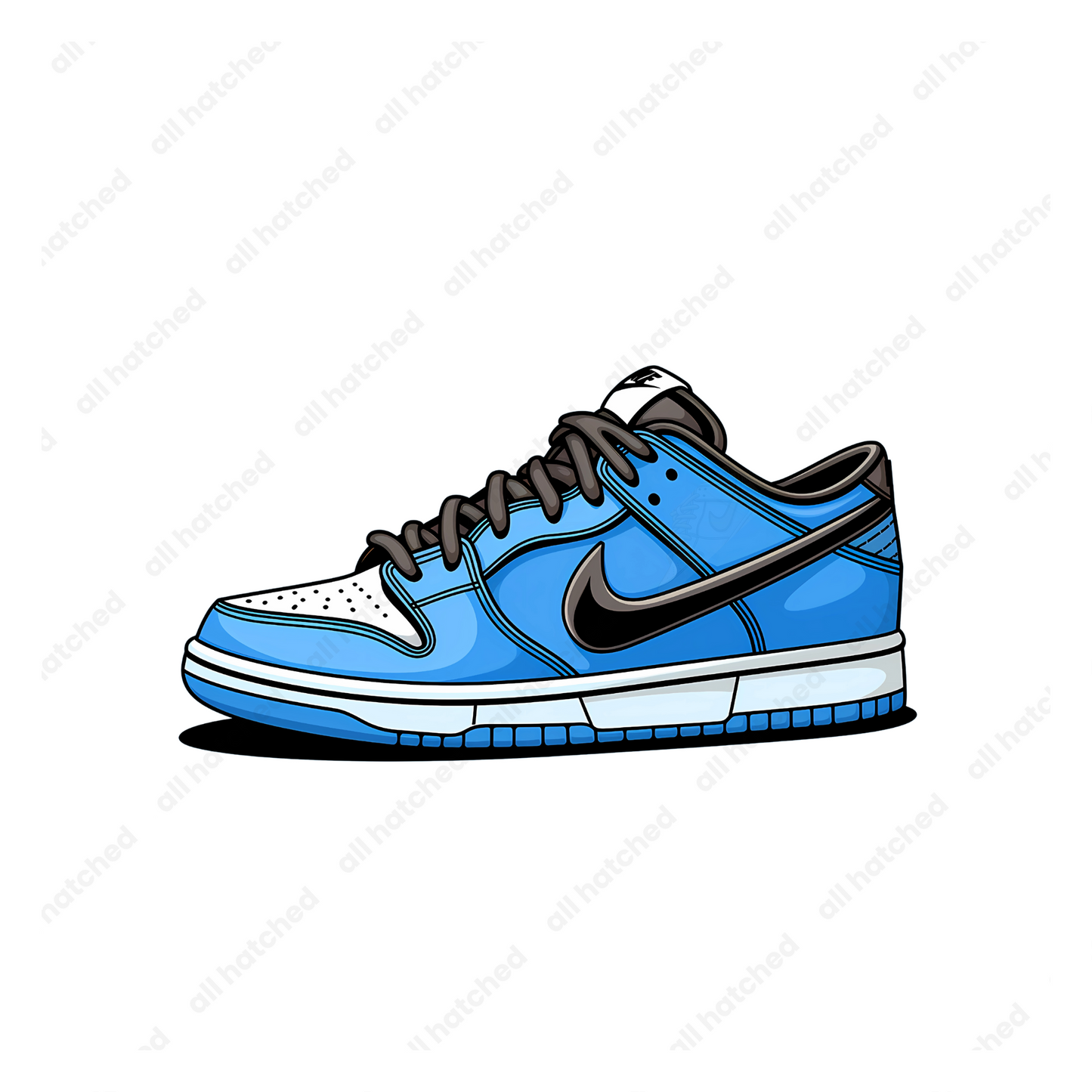 Blue and Black Low-Top Dunk Sneaker