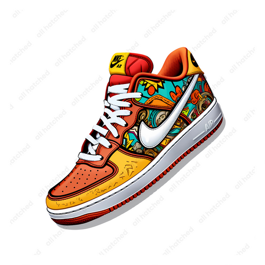 3D Low Top Dunk Orange and Yellow Sneaker