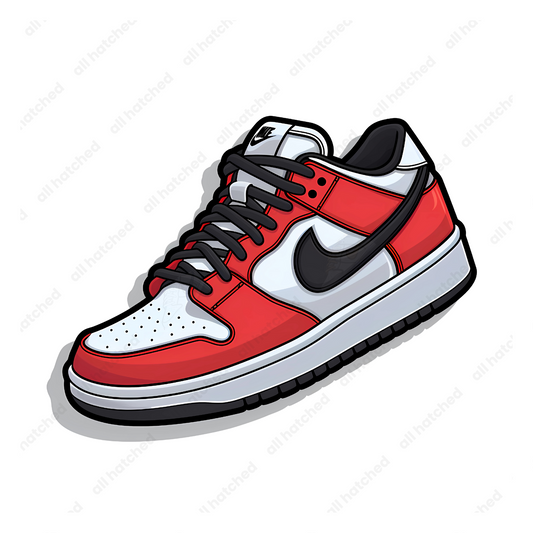 Red and White Low-Top Dunk Sneaker