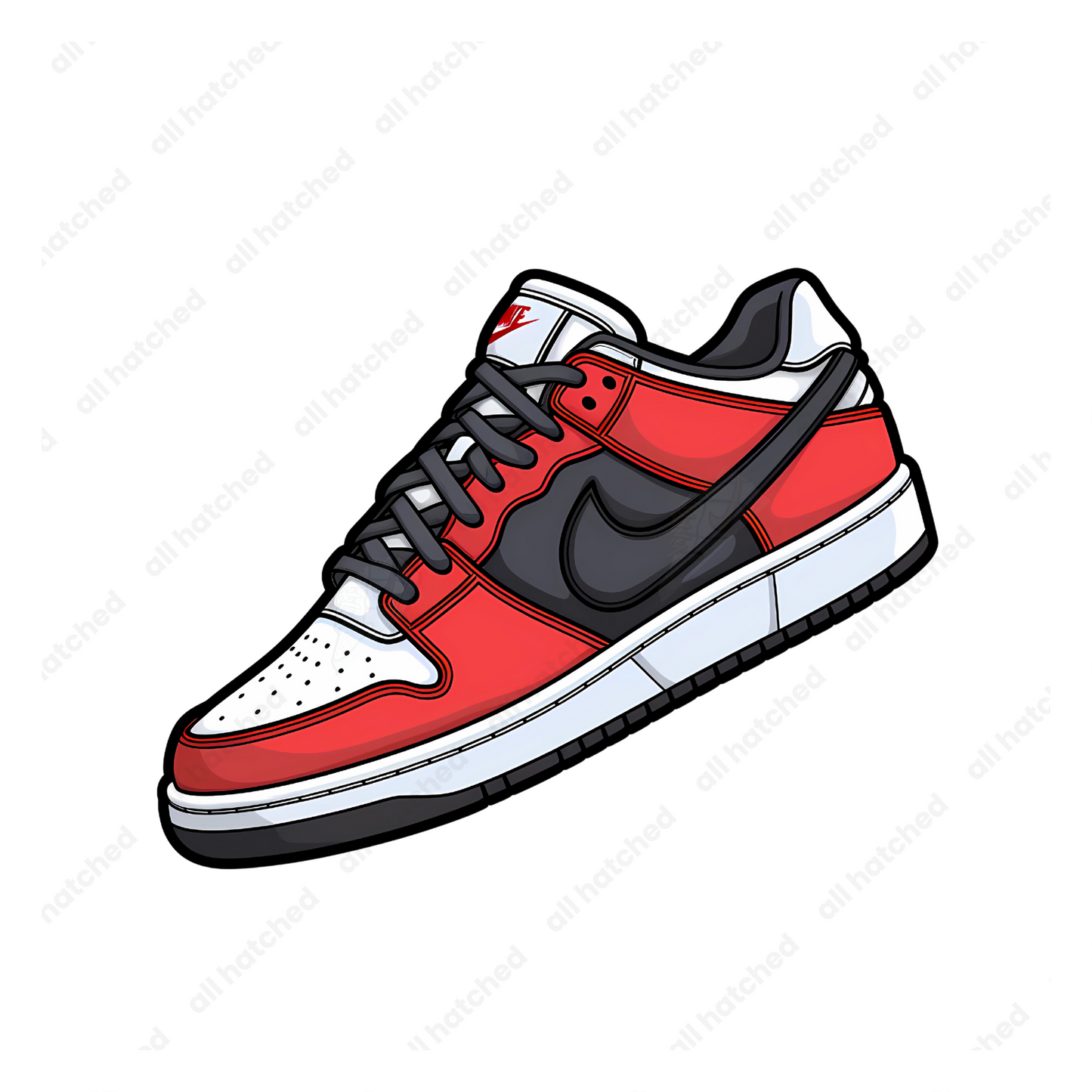 Red, White and Black Low-Top Dunk Sneaker