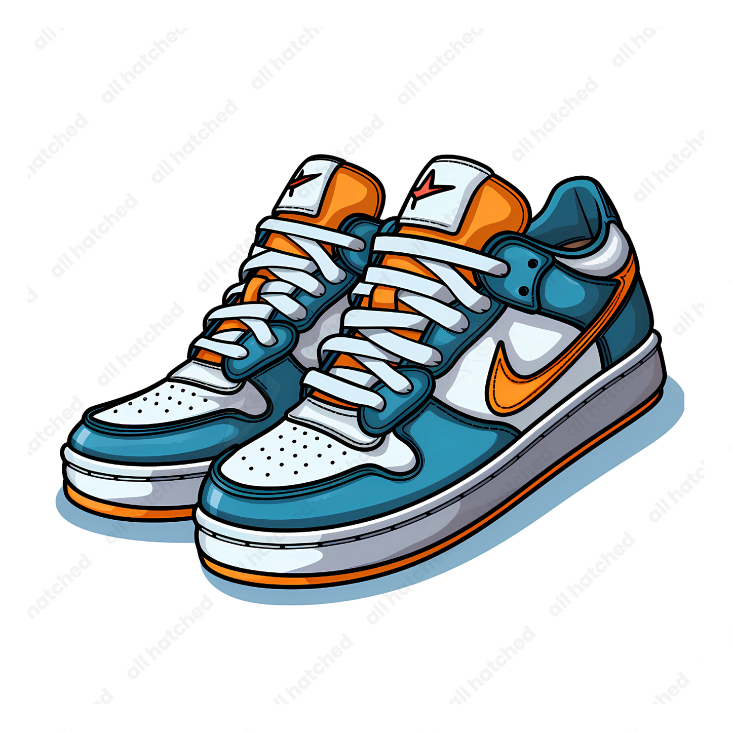 Blue and Orange Retro Low-Top Dunk Sneaker