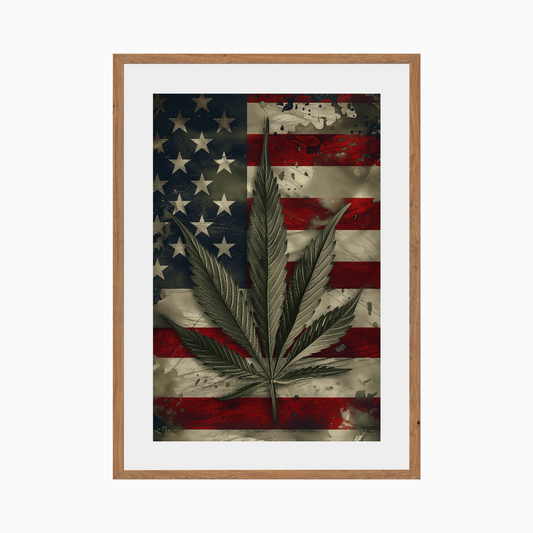 Cannabis Leaf with American Flag