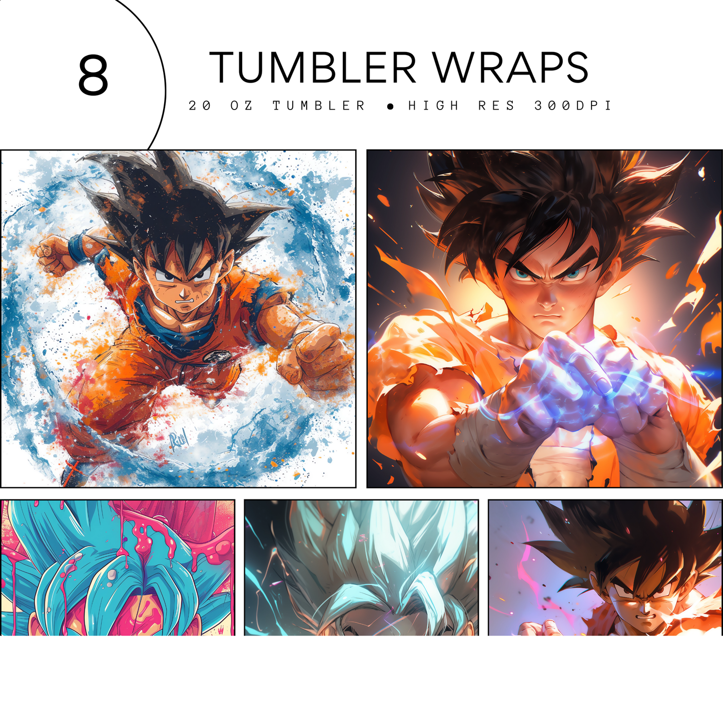 8 Goku Dragon Ball Z Anime Tumbler Designs