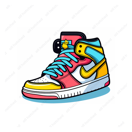 Pink, White, Yellow and Blue Sneaker