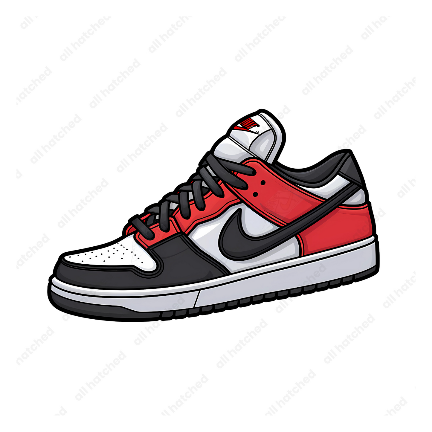 Black, White and Red Low-Top Dunk Sneaker