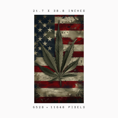 Cannabis Leaf with American Flag