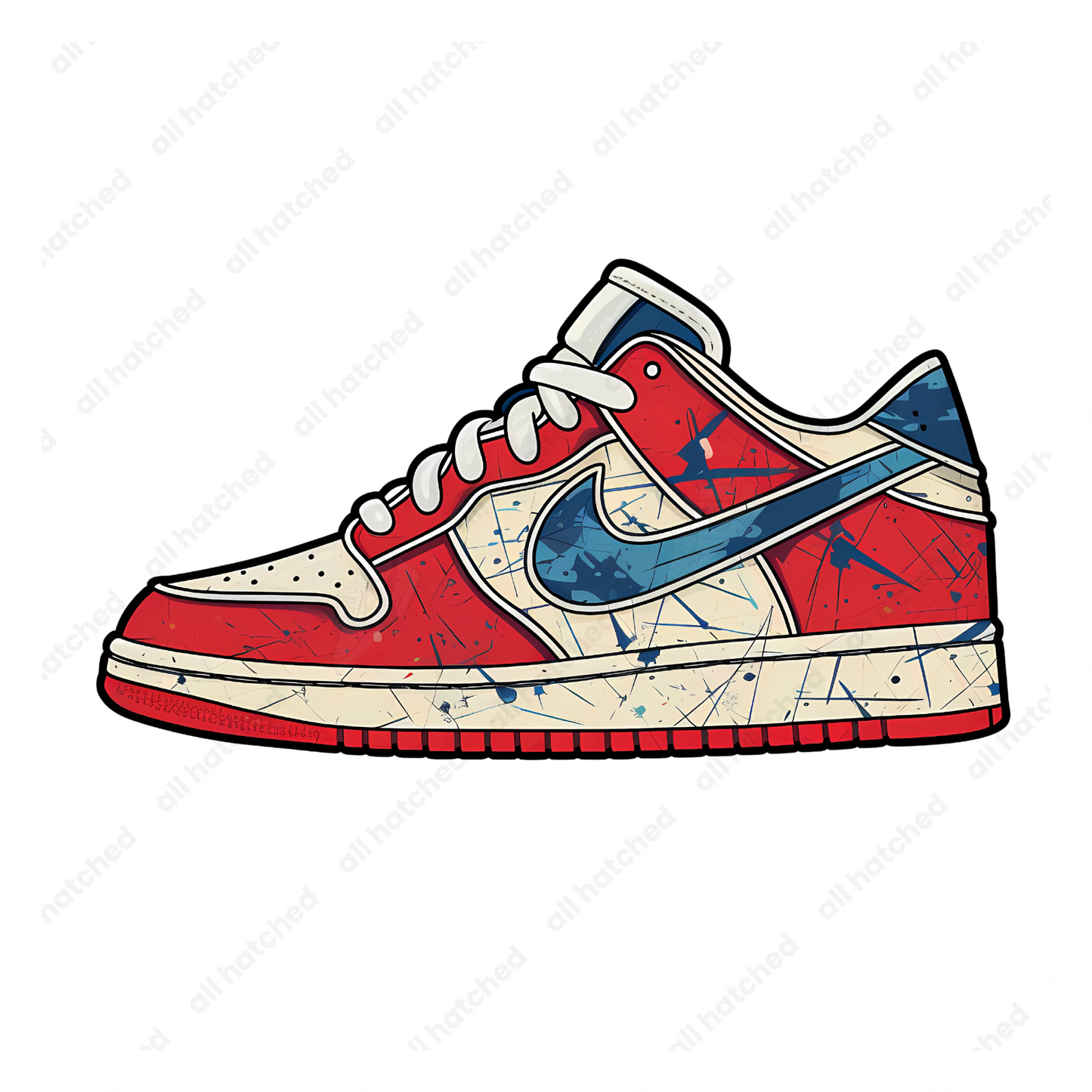 Red, Tan and Blue Retro Low-Top Dunk Sneaker