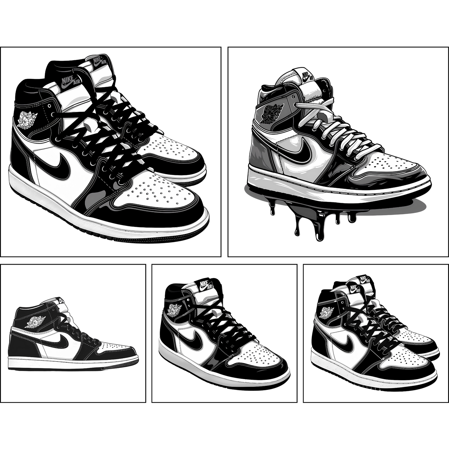 23 Black and White High-Top 1s, Dunks Sneakers