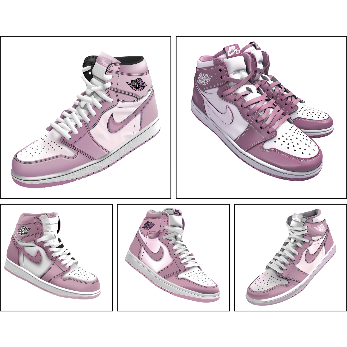 25 Pink and White High-Top 1s, Dunks Sneakers