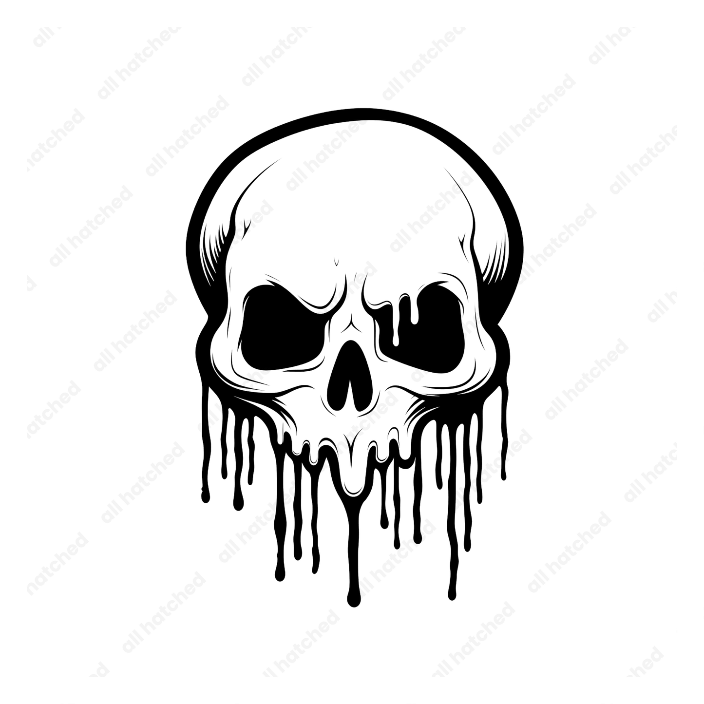 Black and White Melting Skull