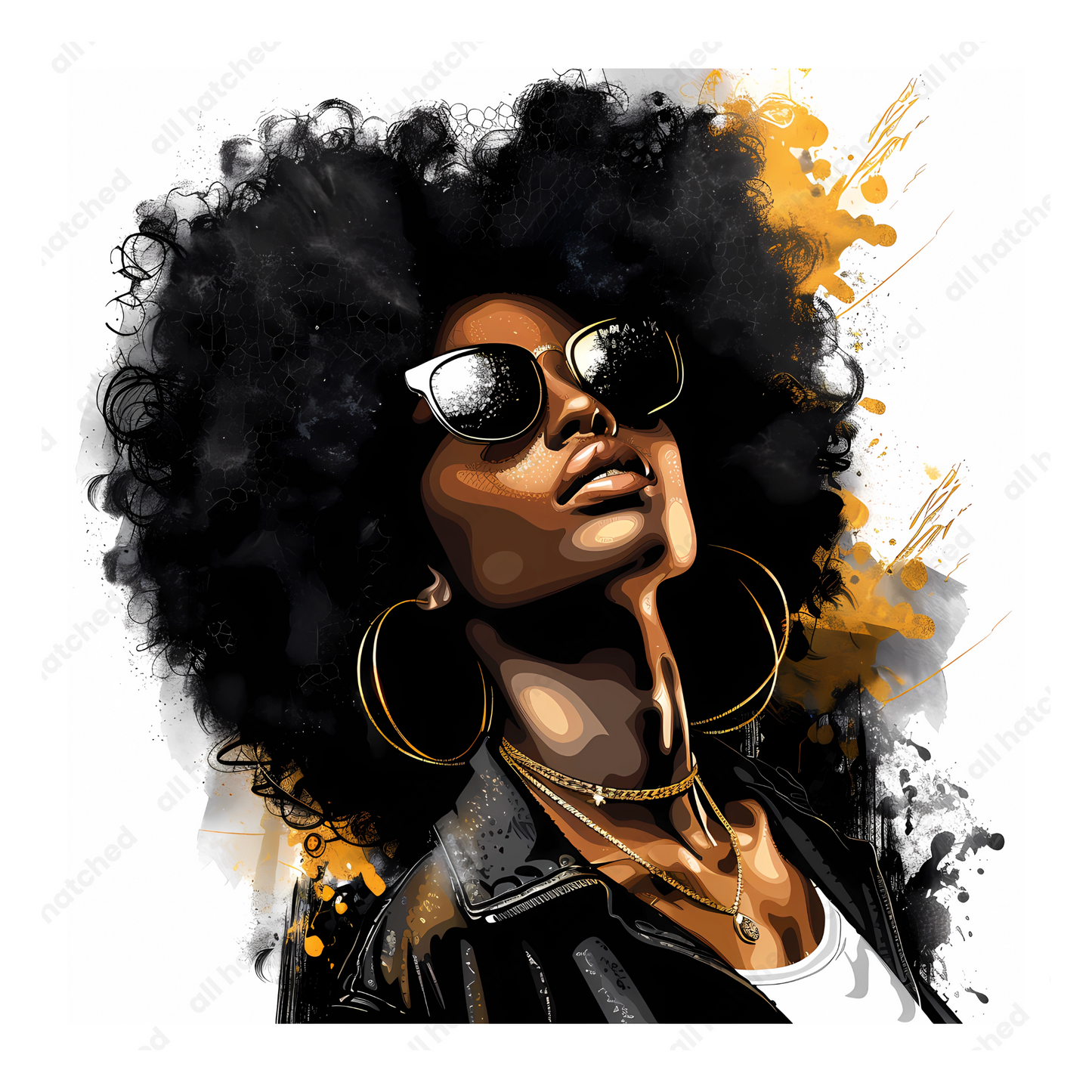 Afro Woman with Curly Hair