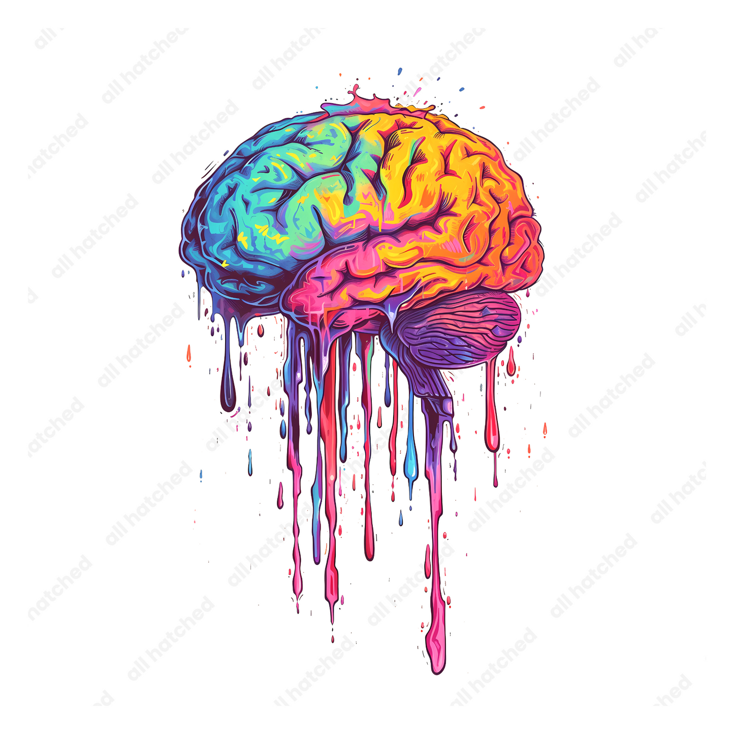 Colorful Brain Paint Dripping