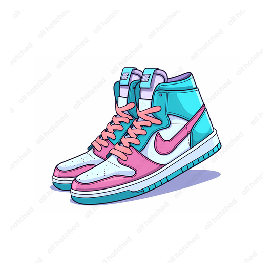 High-Top Pink and Sky Blue 1s Sneaker