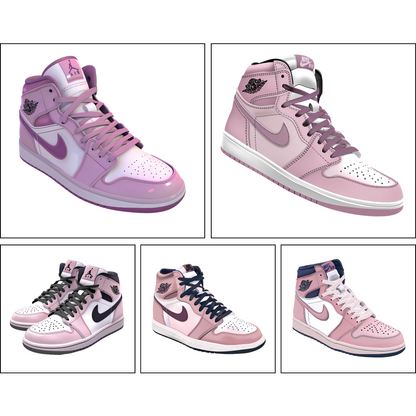 25 Pink and White High-Top 1s, Dunks Sneakers