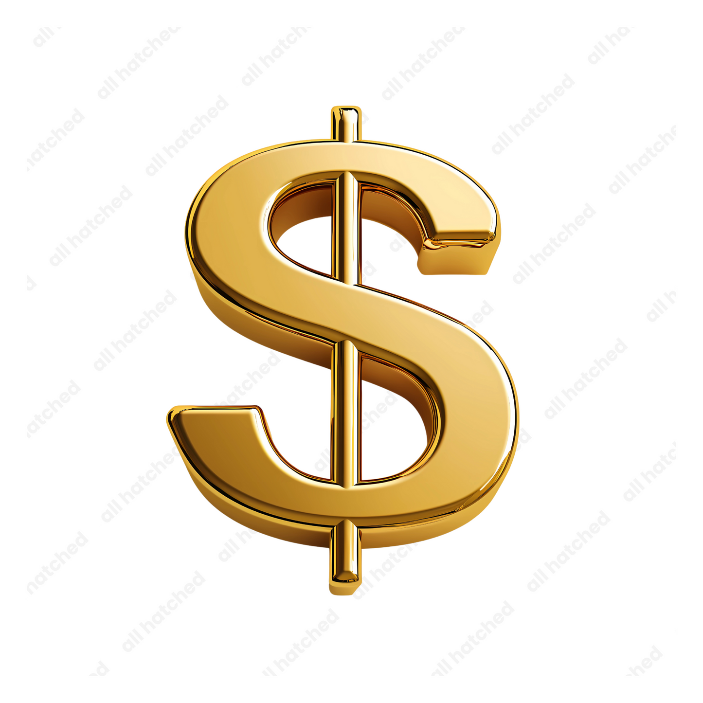 3D Gold Dollar Sign