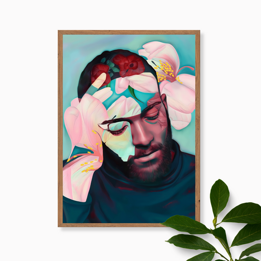 Mac Miller Head in Flowers