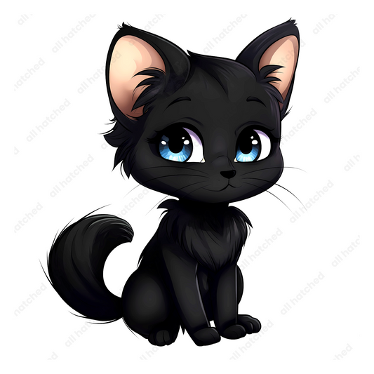 Chibi Black Kitty PNG