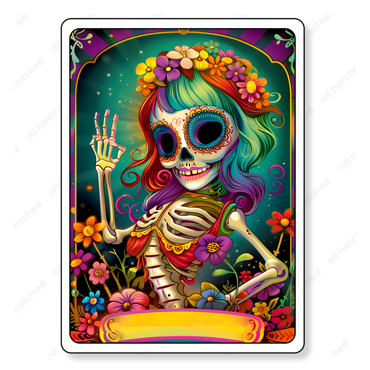 Colorful Skeleton Funny Tarot Card Add Your Text