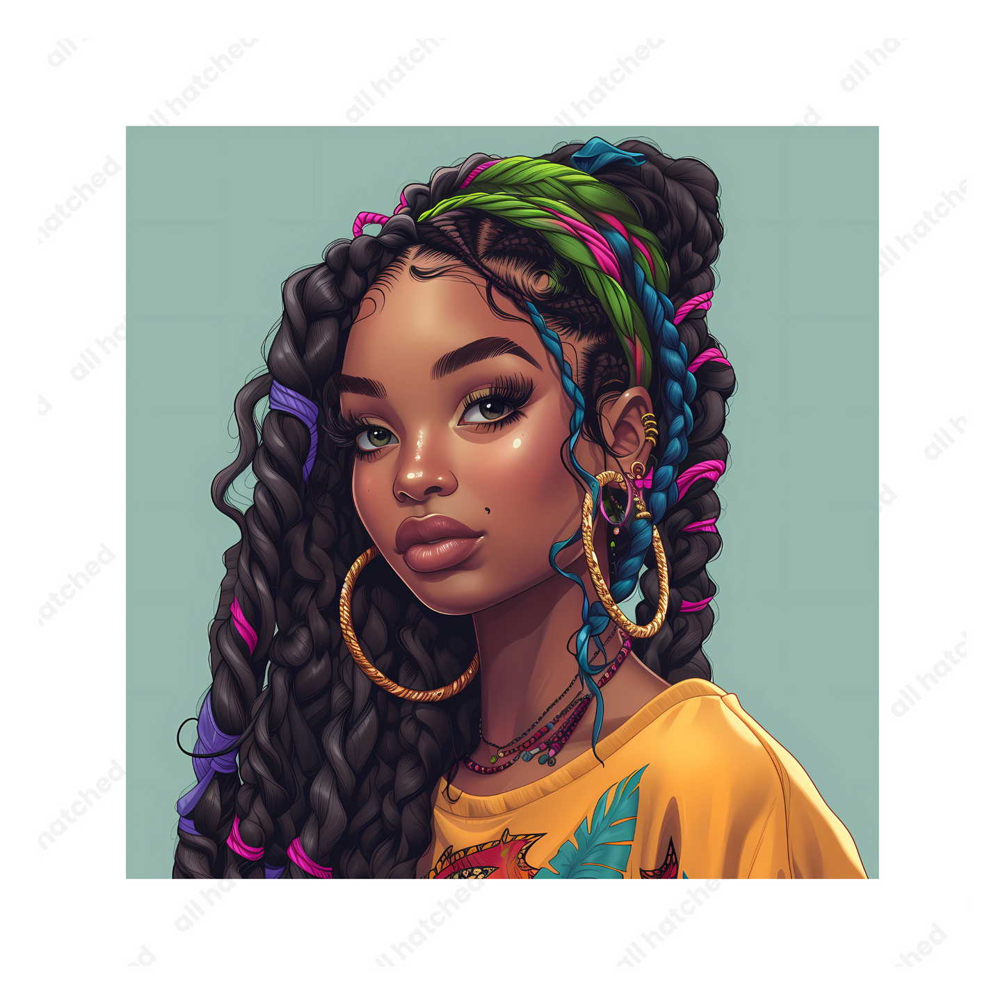 Black Girl In Braids PNG