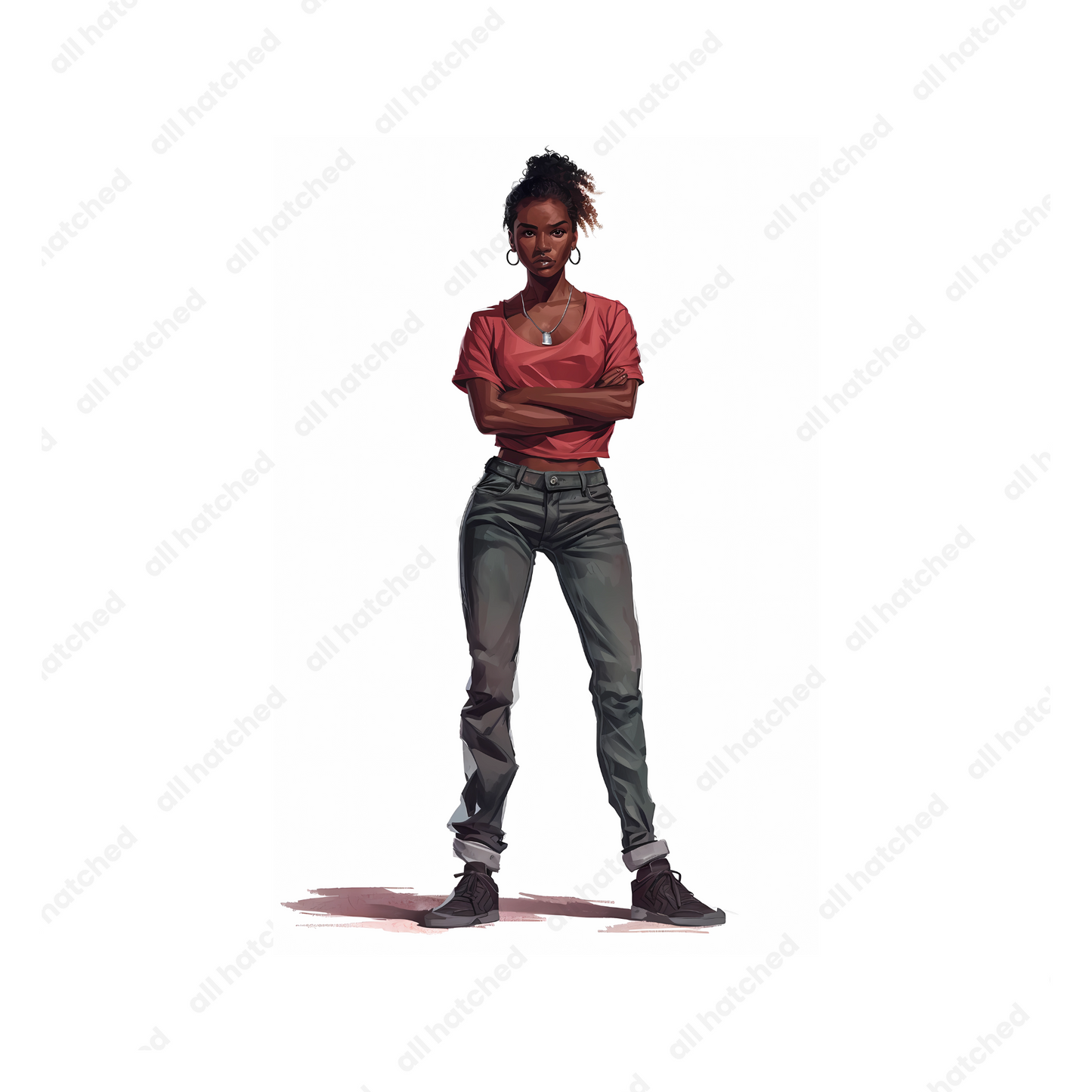 Black Woman in Casual Style PNG