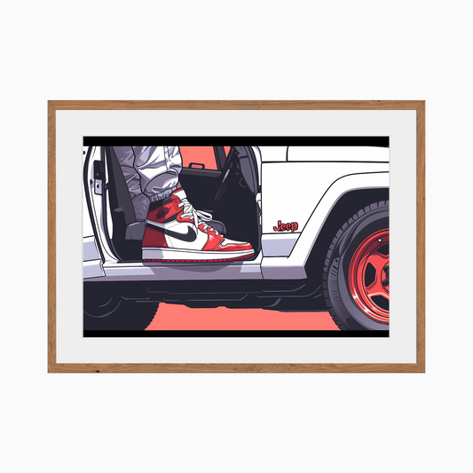 Stylish Sneaker Steps Out of a Jeep