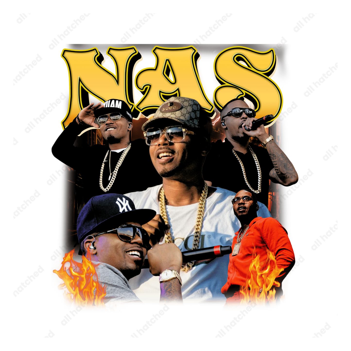 Nas Vintage Bootleg Design PNG