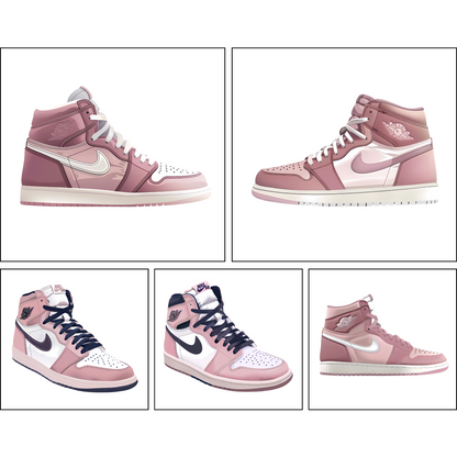 25 Pink and White High-Top 1s, Dunks Sneakers