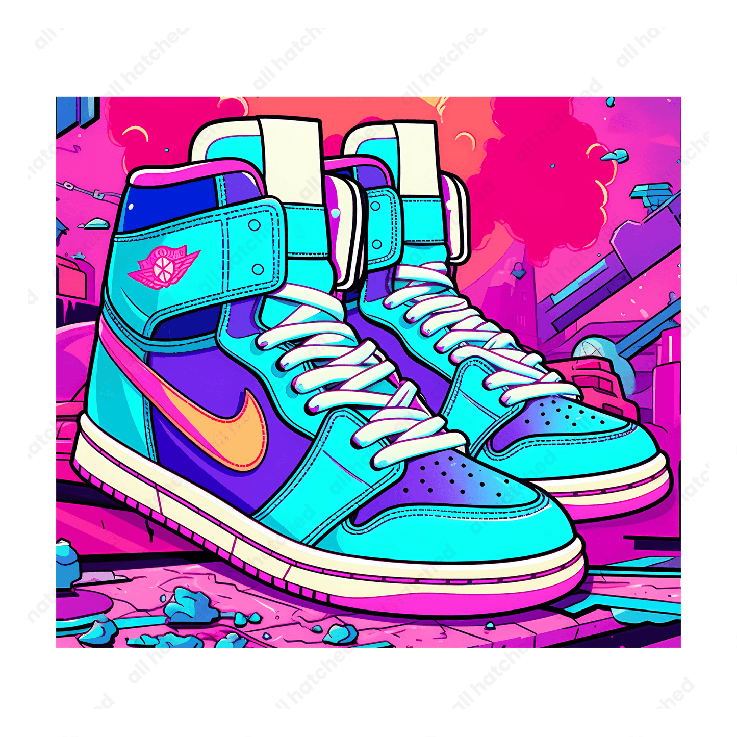 High-Top Blue and Purple 1s Sneaker Tumbler Design