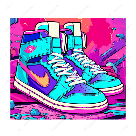 High-Top Blue and Purple 1s Sneaker Tumbler Design