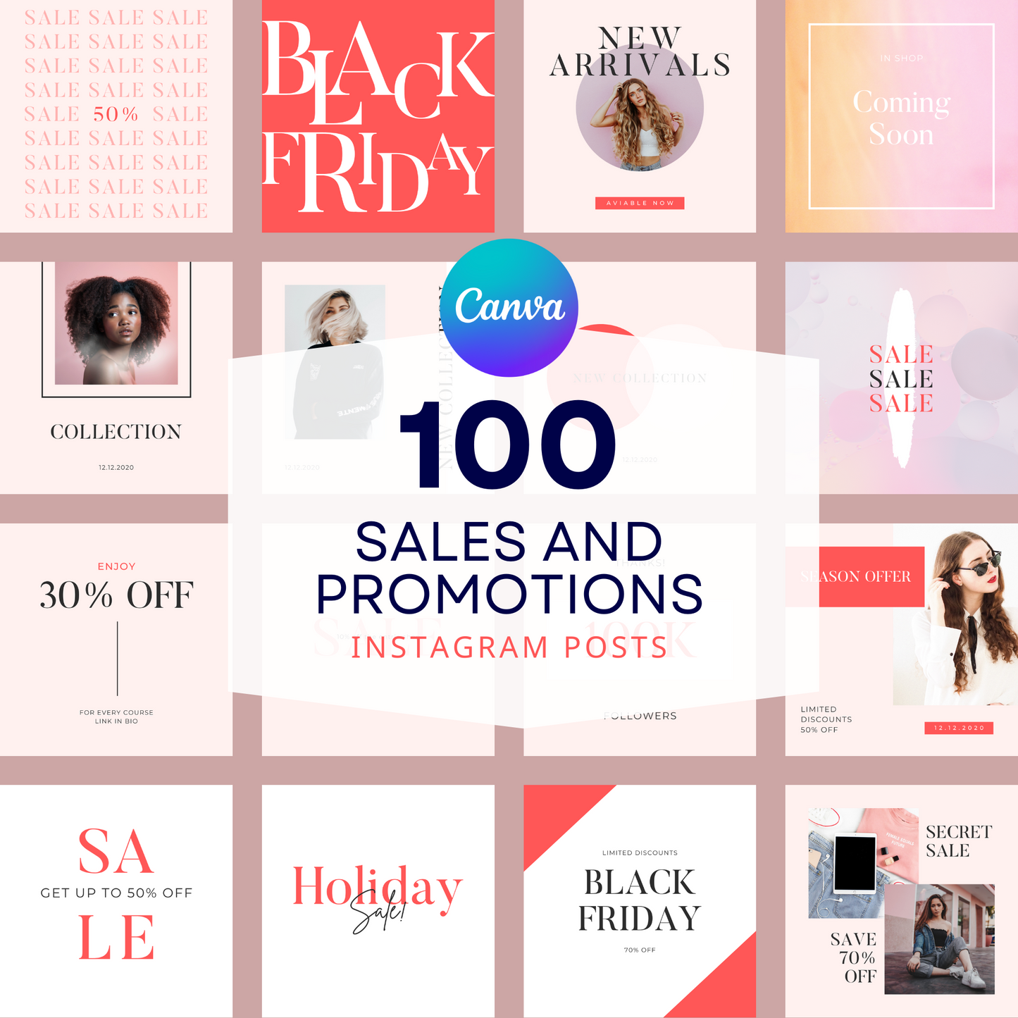 100 Sales and Promotions Canva Templates