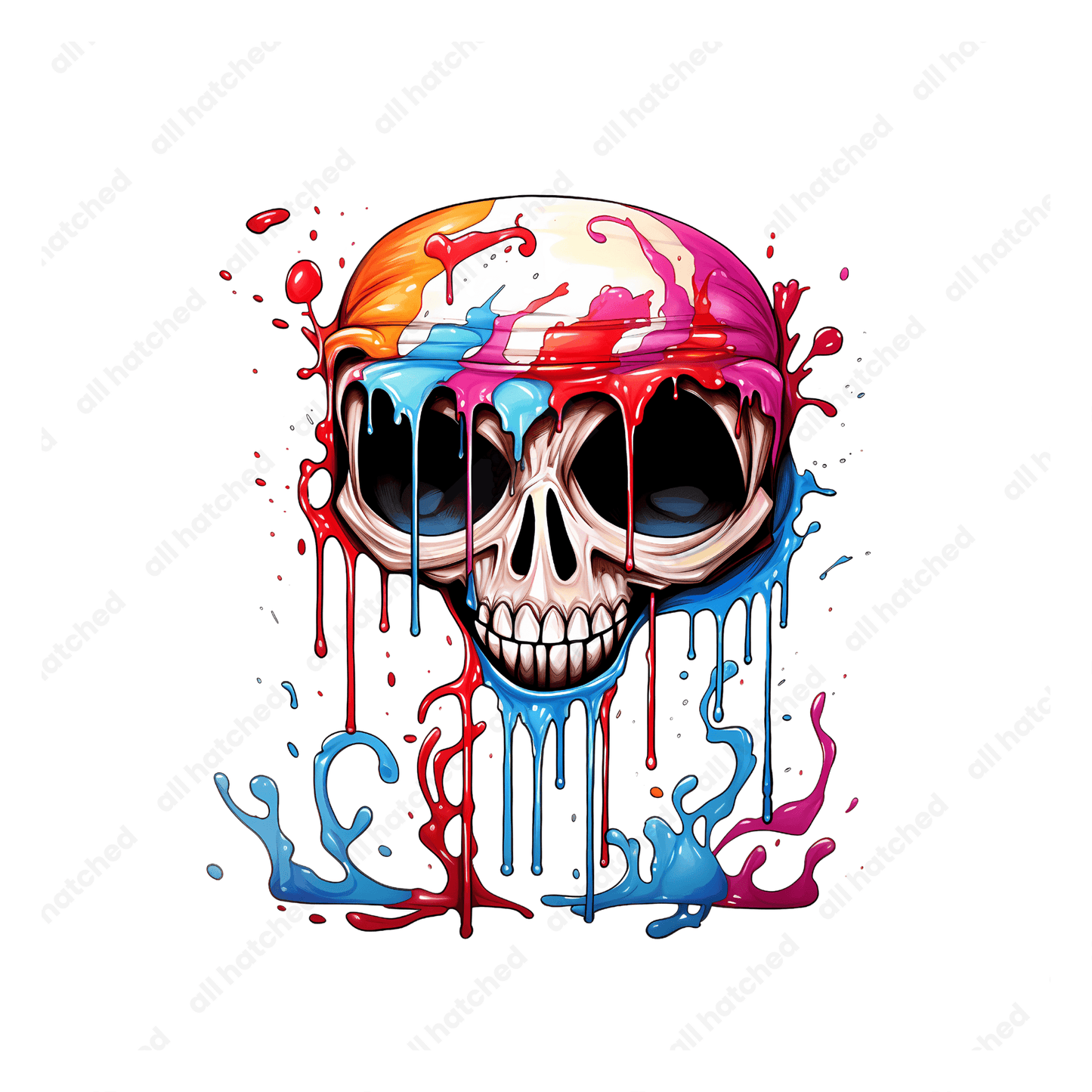 Colorful Dripping Skull