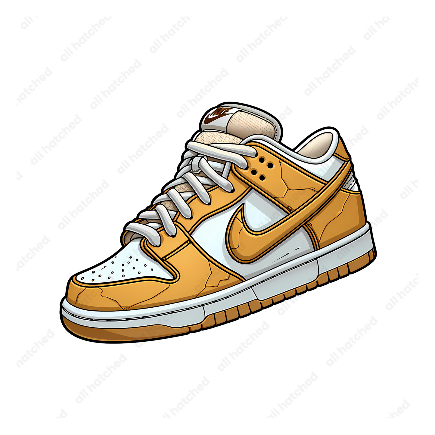 Cracked White, Gold, Phantom Low-Top Dunk Sneaker