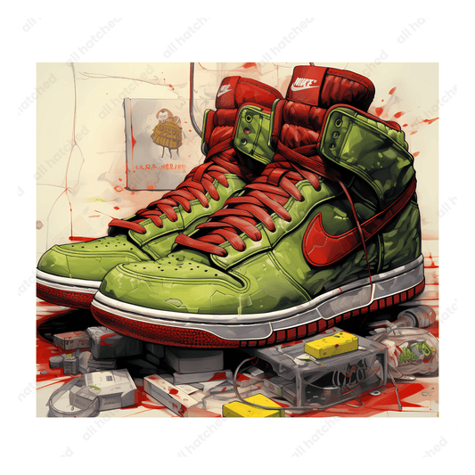 Green and Red Watercolor Sneaker Tumbler Design