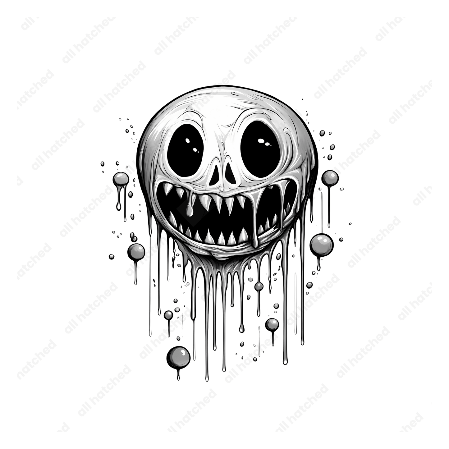 Black and White Melting Skull