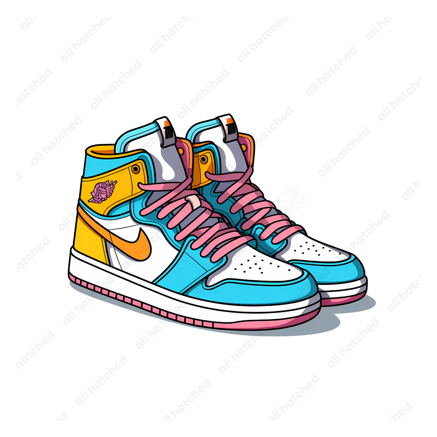 Blue, Pink and Orange High-Top Dunk Sneaker