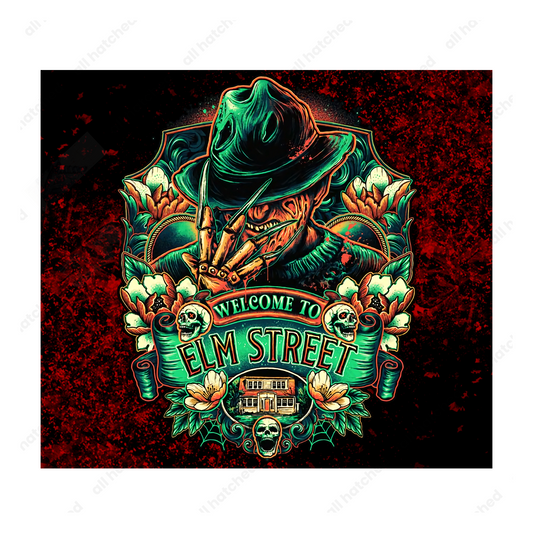 Elm Street Horror Movie Tumbler Wrap PNG