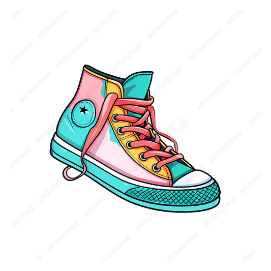 Colorful Blue and Pink High-Top Shoe